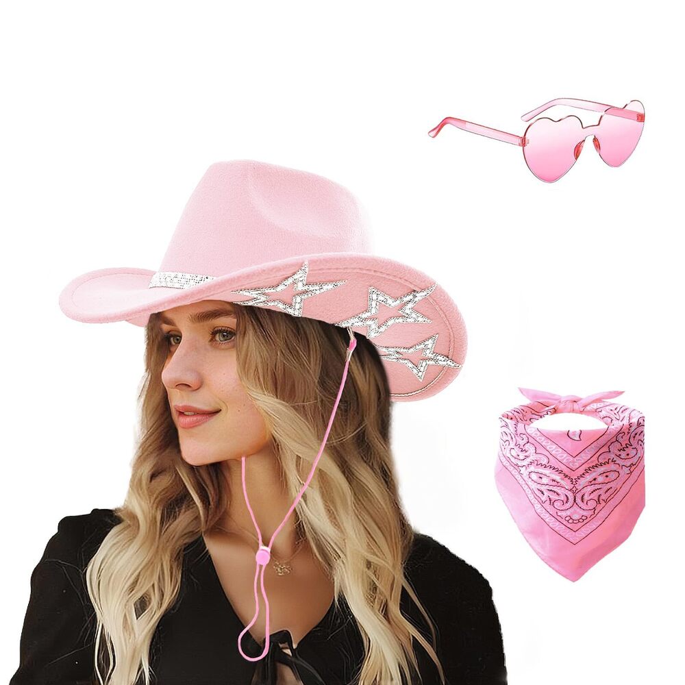 4842 Cowgirl Hat And Bandana Heart Sunglasses Glitter Rhinestone Star